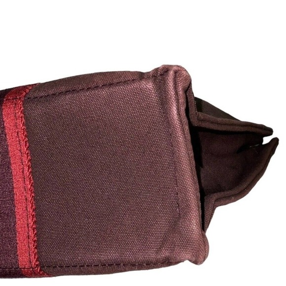 HERMÈS Hermes Canvas Bag Fourre Tout Small Stripe Burgundy Maroon Tote Bag Purse - Picture 12 of 15